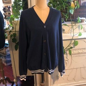 Tommy Hilfiger Navy Blue Varsity Cardigan Sweater